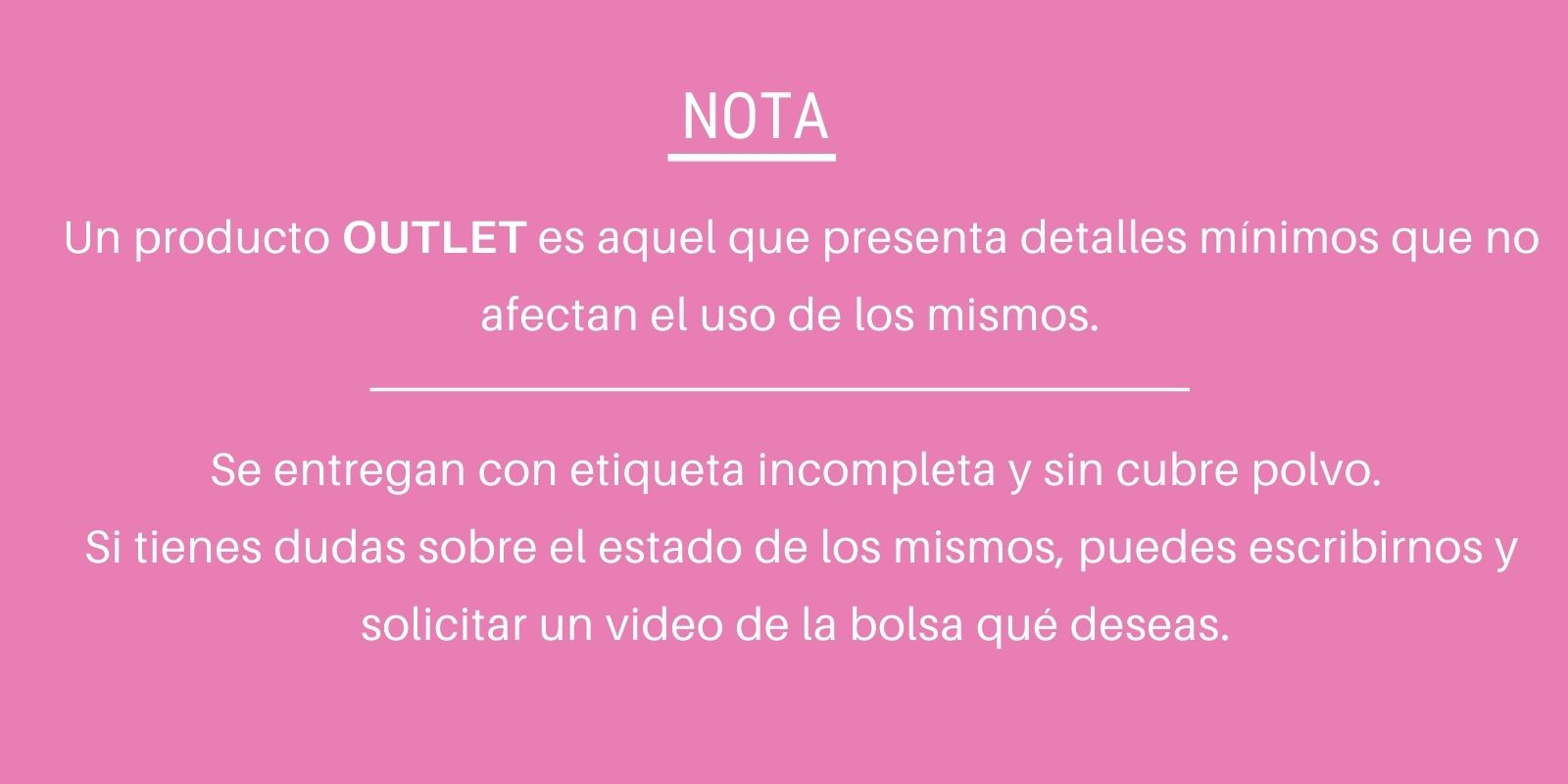 NOTA IMPORTANTE - OUTLET SUNDAR